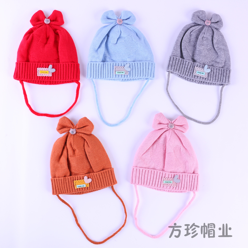 儿童帽子冬季护耳针织女孩毛线可爱熊耳朵帽子男童女童加厚