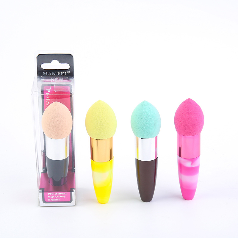 Handle makeup powder puff, latex cotton, handle dry and wet dual-purpose makeup brush, beginner's makeup products for beauty