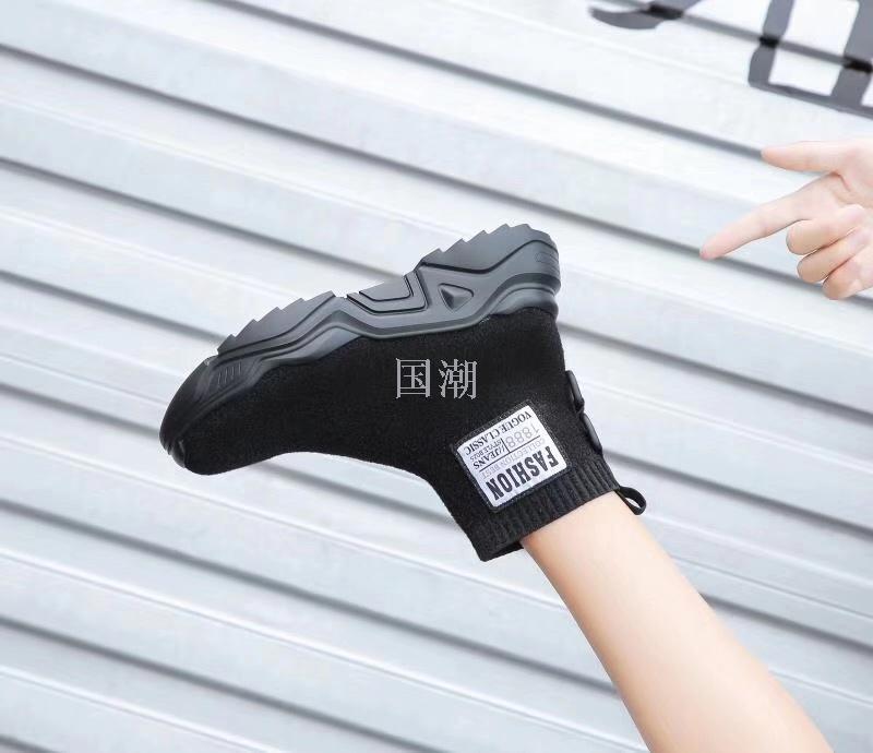 女鞋2020秋冬真皮袜套鞋休闲裸靴一脚蹬欧洲站弹力靴产品图
