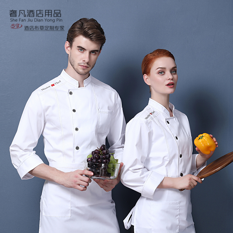 厨师服长袖工作服男女秋冬装酒店餐厅咖啡店厨房服务员工装制服