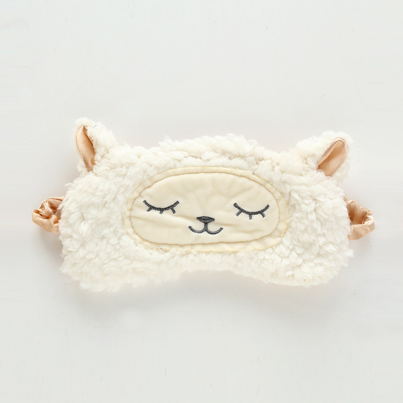 跨境可爱小羊毛绒眼罩 绵羊遮光睡眠眼罩软绵绵睡觉遮光透气眼罩