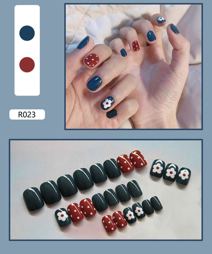 成品假指甲网红指甲片美甲片美甲甲片渐变草莓24片可定制定做细节图