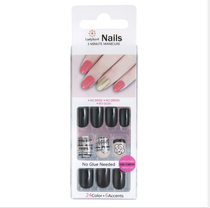 Wholesale Almond wearing nail art 24 pieces +6 black rose square nail art finished patch