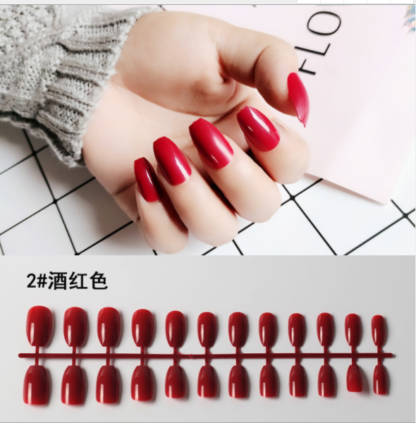 Ballet nail nail plate 24 pieces of fake nails finished solid color patch coffin nail fake nails cross-border wholesale