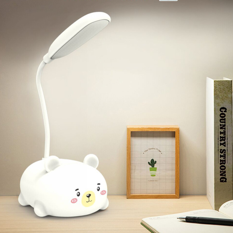 Mini cute cartoon bear desk lamp, LED eye-protecting primary school student study desk lamp, USB rechargeable portable Specification image
