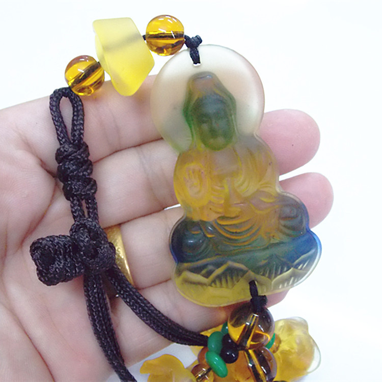 汽车挂件车上车内装饰品高档多彩琉璃男士女士出入保平安观音挂件产品图