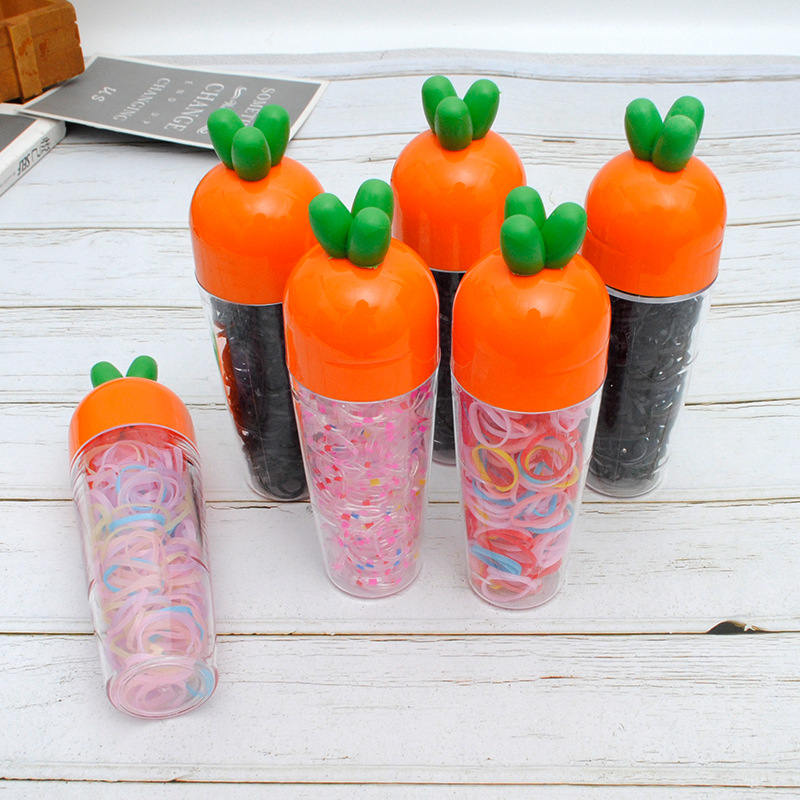 Children's little girl scrunchie carrot color bottle non-disposable rubber band baby hair cord hair accessories wholesale details Picture