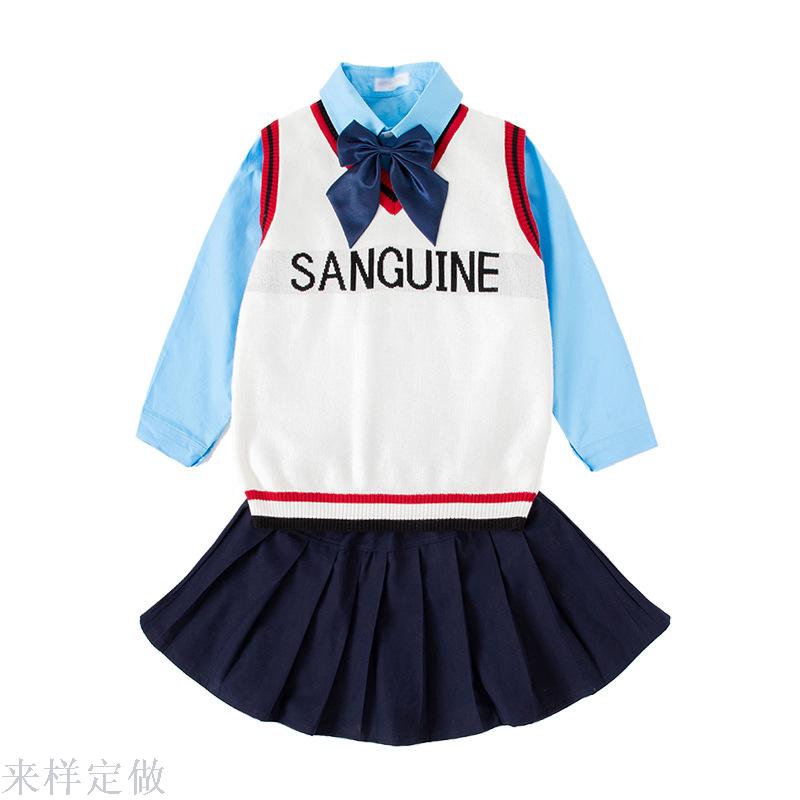 幼儿园园服春秋装纯棉套装针织衫毛衣教师小学生秋季校服班服定制白底实物图