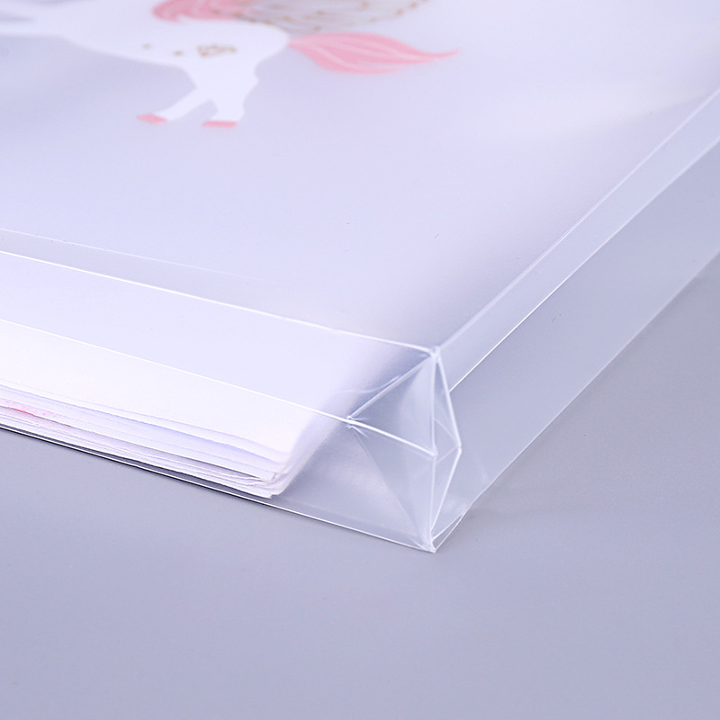 创意小清新独角兽指环拉边文件袋学生拉链笔袋办公指环拉边收纳袋资料夹现货细节图