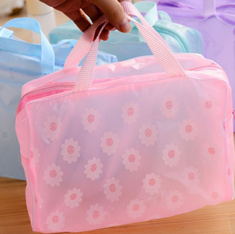 Portable PVC toiletry bag Women's makeup bag Large capacity bath waterproof storage bag thickened transparent organizer bag thumbnail