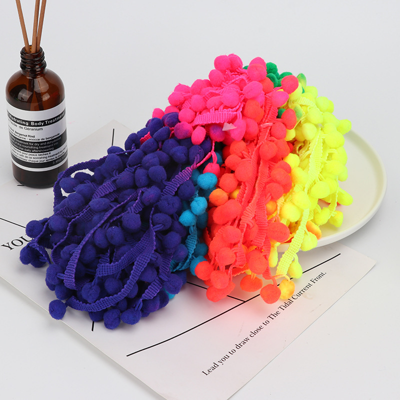 Gradient Handmade Hairball Lace Width 1.2Cm Multi-Color Women's Child Bag Sofa Cushion Doll Diy Accessories Specification drawing
