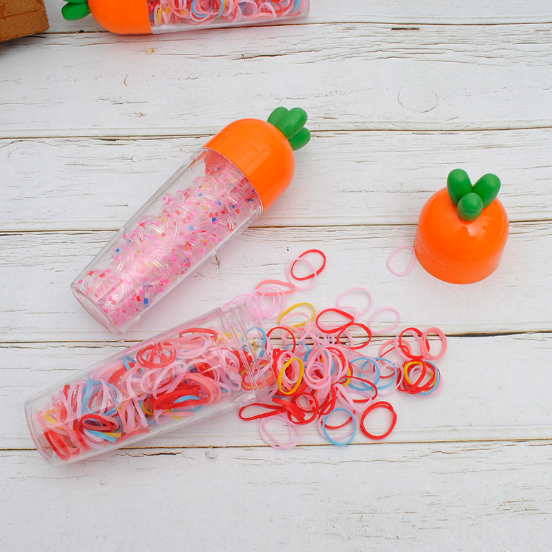 Children's little girl scrunchie carrot color bottle non-disposable rubber band baby hair cord hair accessories wholesale Specification drawing