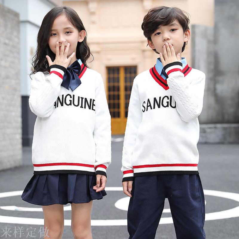 秋冬校服三件套毛衣新款儿童长袖针织衫开衫套装小学生幼儿园园服产品图