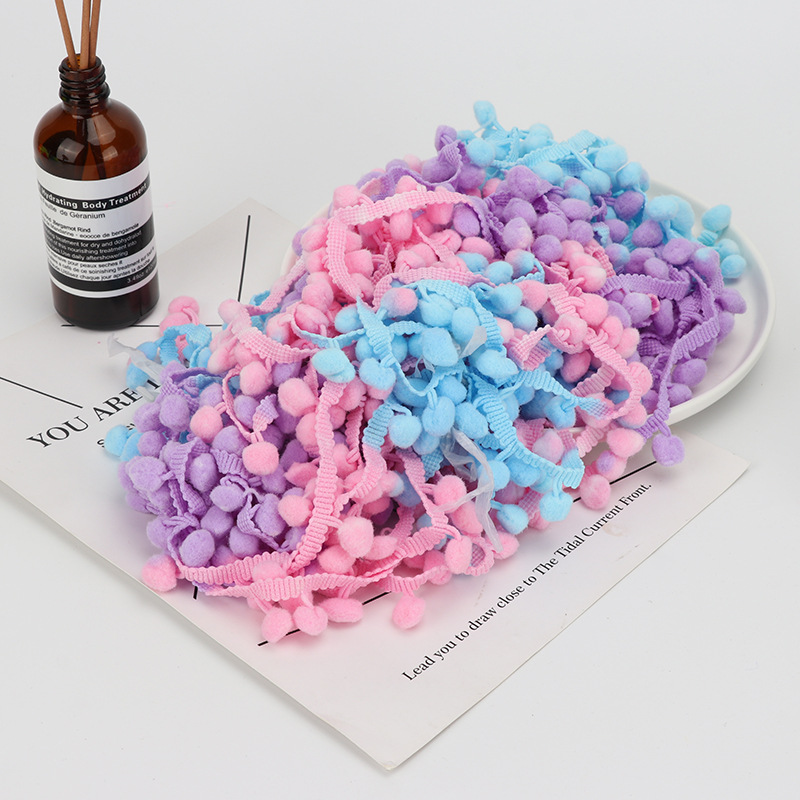 Gradient Handmade Hairball Lace Width 1.2Cm Multi-Color Women's Child Bag Sofa Cushion Doll Diy Accessories details Picture