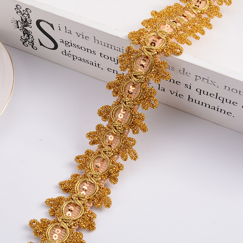 Factory Direct Sales Double-Sided Three Flower Lace Lace Gold And Silver Lace Clothing Accessories Decorative Small Edge Spot Wholesale Or Custom details Picture