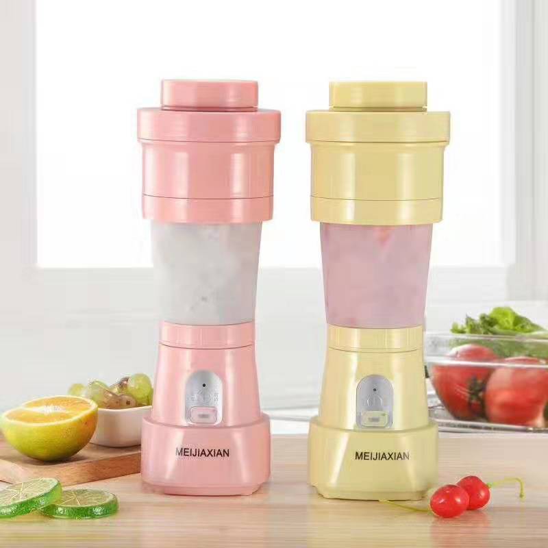 The new small rechargeable mini juicer features an extendable juicer cup and an electric silicone folding juicer Specification image