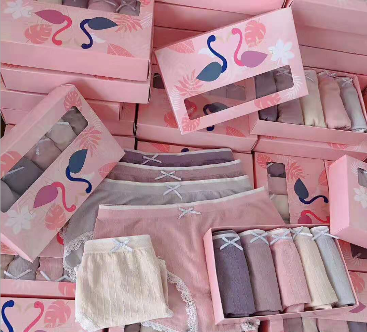 Five gift boxes for flamingo hot style midwaisted ladies underwear seamless breathable stretch triangle pant head pure cotton crotches