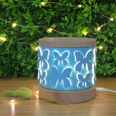 Simple personality LED tieyi small table lamp bedside table decoration handicraft Ins wind desktop wooden decorations