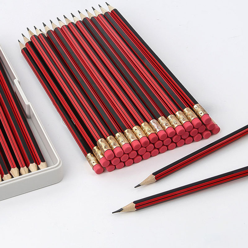 儿童素描美术铅笔 学生幼儿园铅笔套装 原木橡皮头铅笔文具用品详情图1
