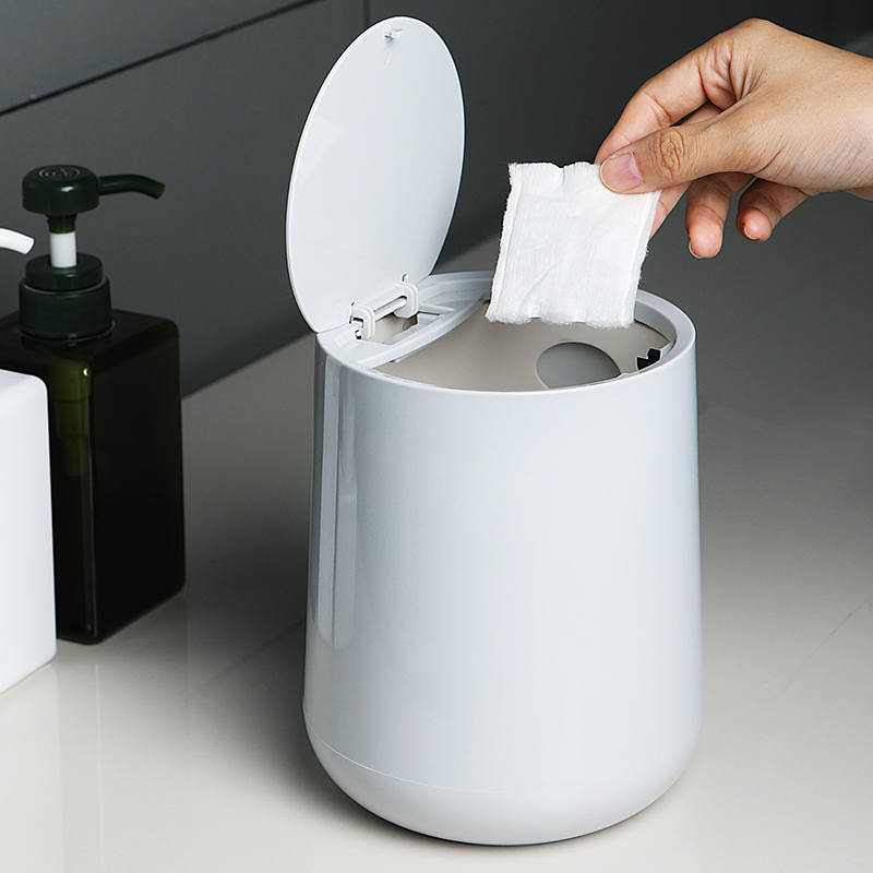 New Small Creative Mini Press Trash Can Classification Plastic Round Table Cute Press Trash Can details Picture