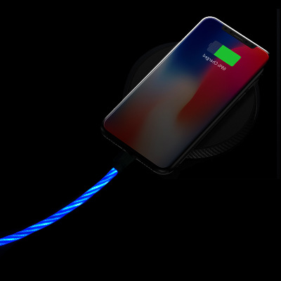 Non-el cold optical fiber tracking phone data line tri-color streamer line doubleshape hot style suitable for apple