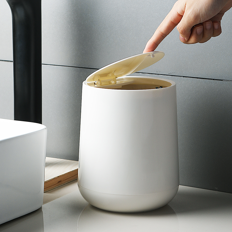 New Small Creative Mini Press Trash Can Classification Plastic Round Table Cute Press Trash Can Specification drawing