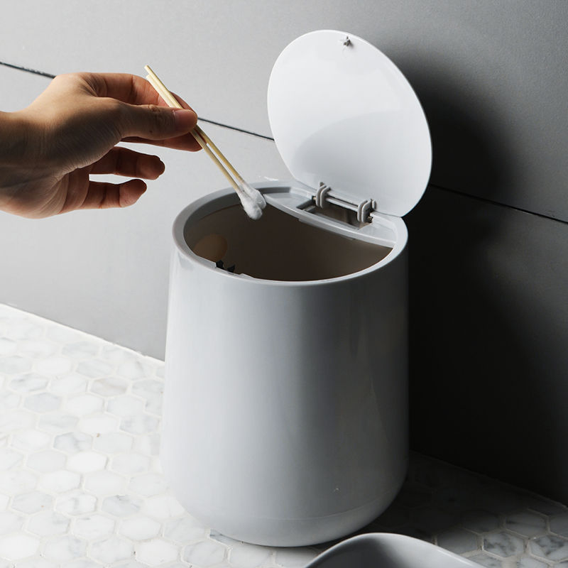New Small Creative Mini Press Trash Can Classification Plastic Round Table Cute Press Trash Can Application Scenario