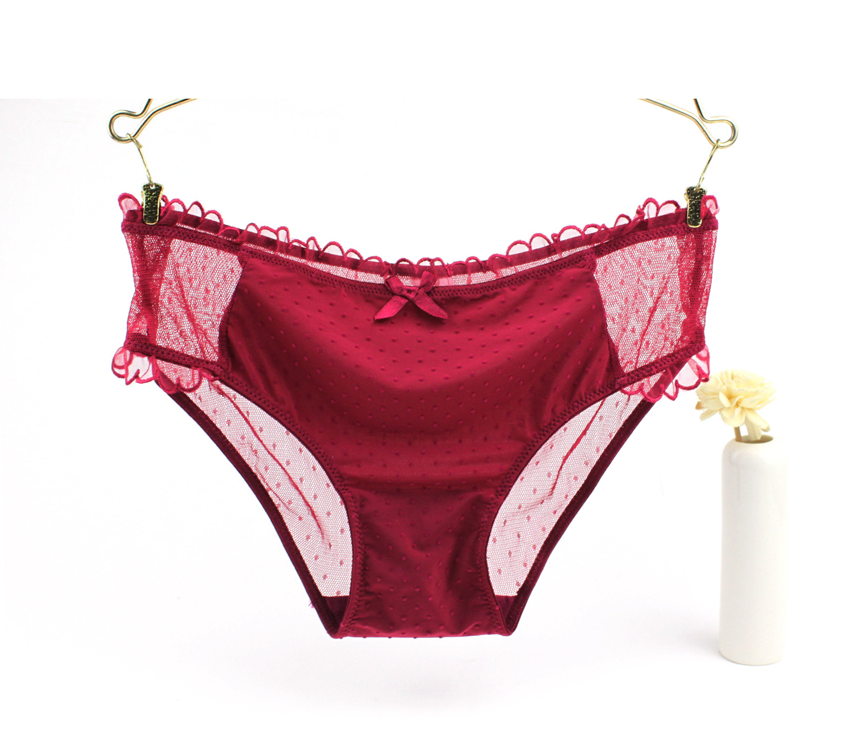 Factory direct sales sexy lace lace underwear all cotton comfortable mesh women's underwear dream red pink magic box mystery magic box mystery