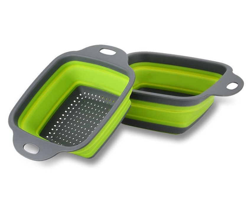 Silicone water filter basket, vegetable washing basket, plastic fruit basket, folding fruit basket, telescopic folding water draining basket details Picture