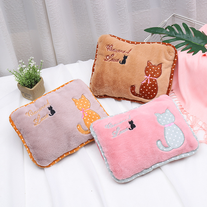 New cartoon hot water bag double hand electric hot water bag rabbit hair safety explosion-proof electric warm treasure wholesale