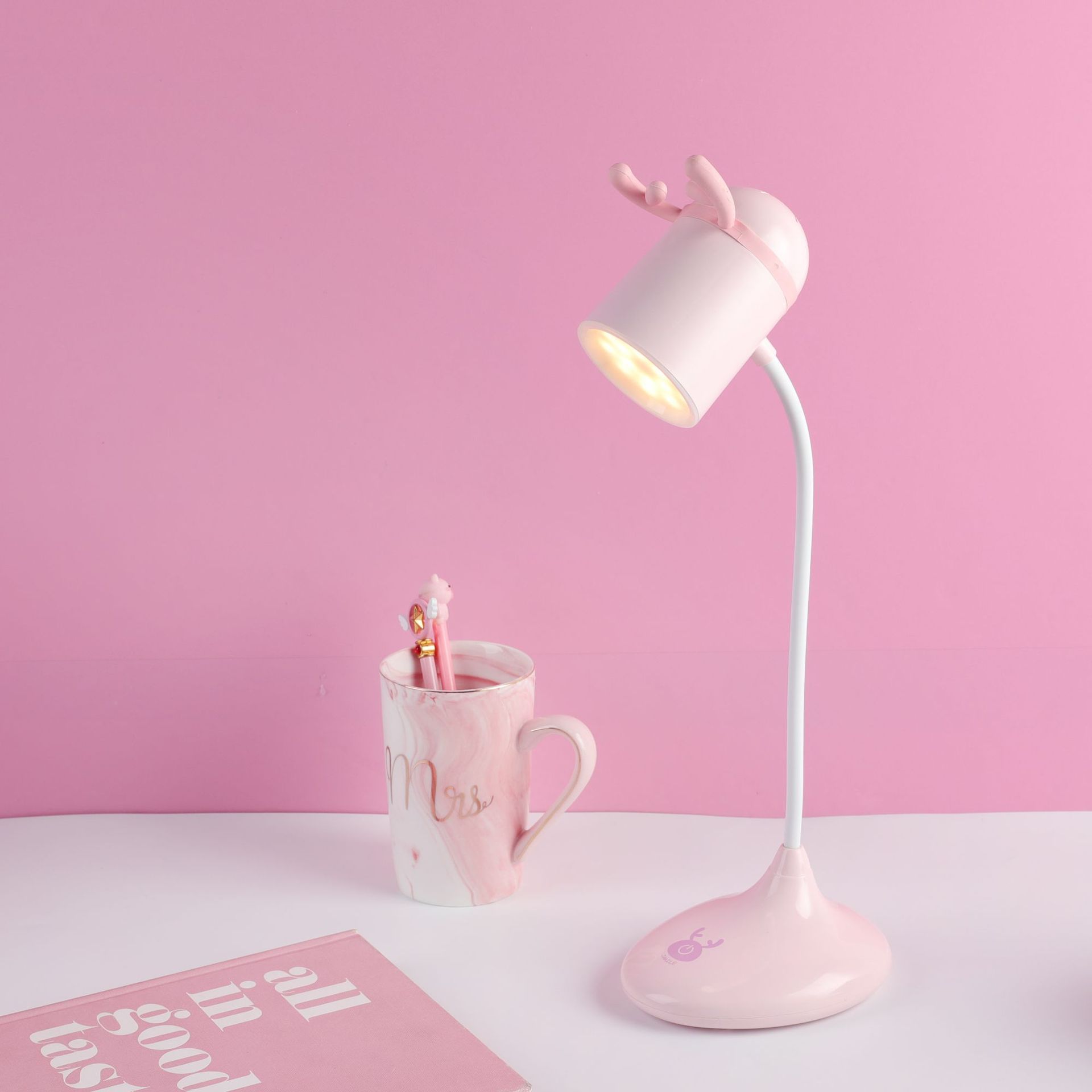 欧式小鹿触摸感应台灯三档调光桌面小夜灯办公书房桌面充电阅读灯细节图