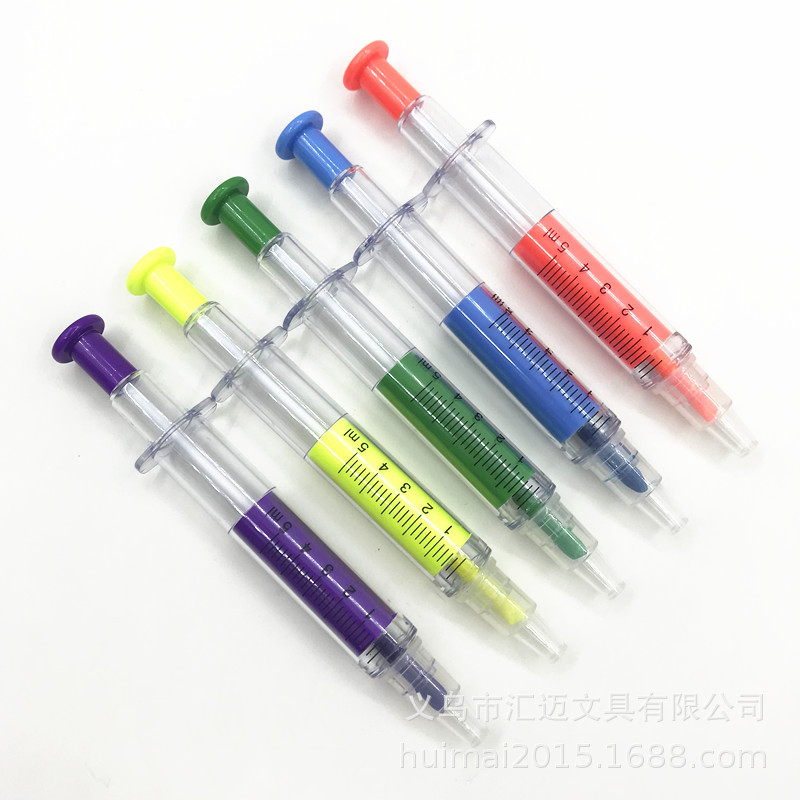 厂家直销大号针管注射器双头笔 荧光笔 圆珠笔 新奇特创意针筒造