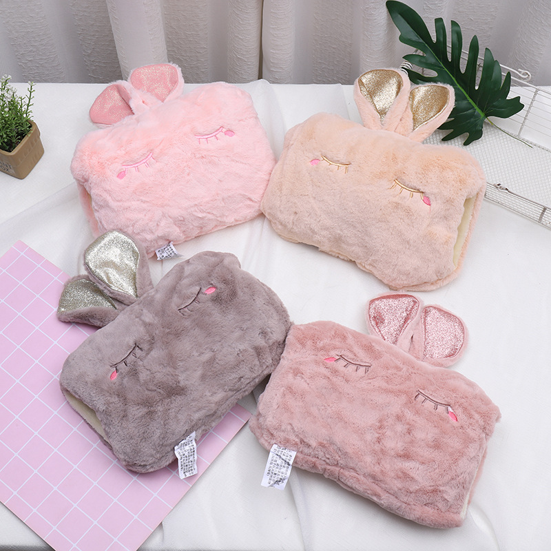 Creative cartoon hot water bag cute rabbit ears can be removed warm water bag in winter warm water bag charge hot water bag