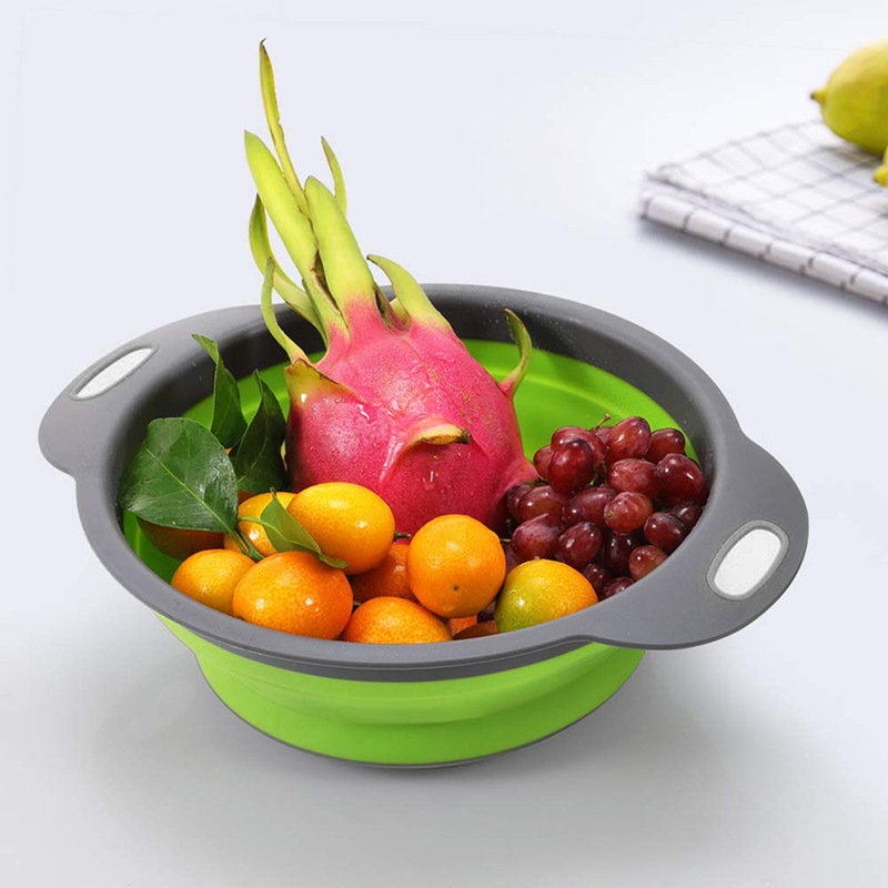 Household fruit washing plastic water filter, foldable draining basket, vegetable basket, round creative fruit plate, living room, outdoor Item Picture