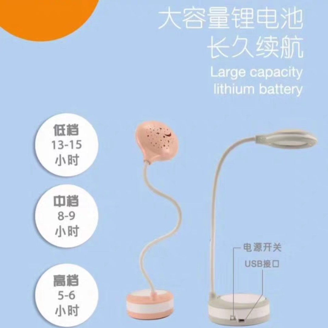 2019新款少女心LED护眼台灯usb三挡调光带镜子阅读学习卧室床头灯细节图