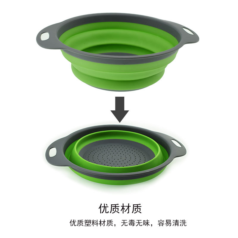 圆形可折叠沥水盆多功能洗菜篮碗碟沥水篮 伸缩水果篮厨房水槽细节图
