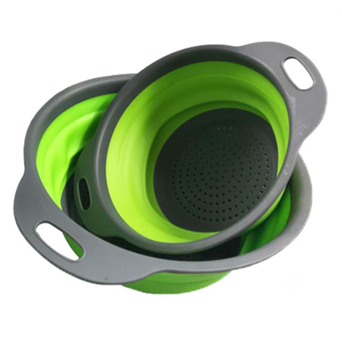 家用户外洗水果塑料滤水筛 篮子圆形创意果盘 可折叠沥水篮产品图