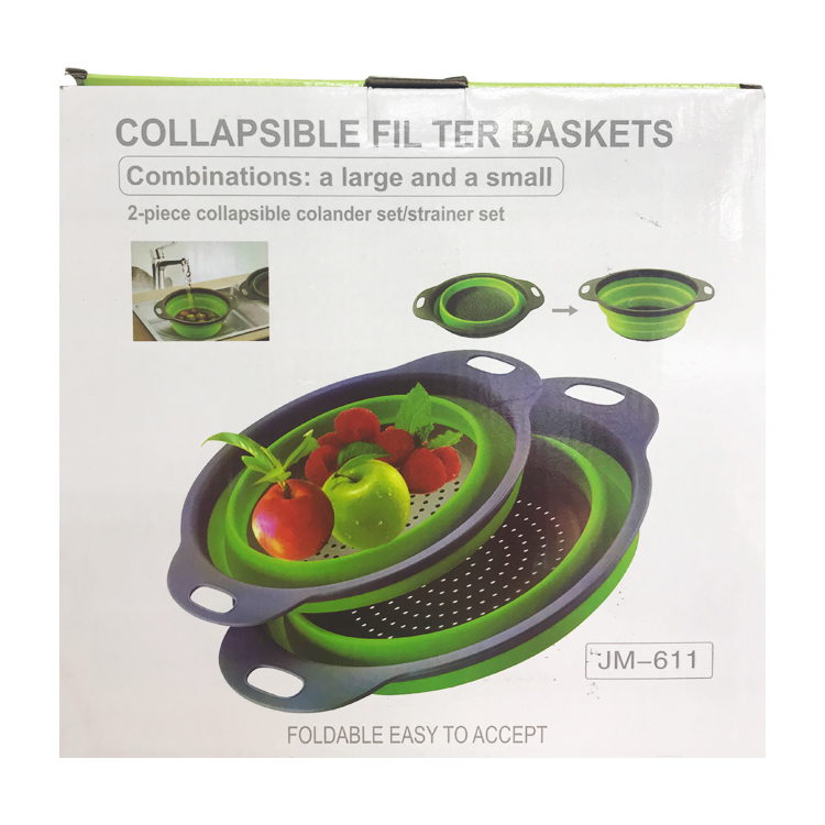 家用户外洗水果塑料滤水筛 篮子圆形创意果盘 可折叠沥水篮