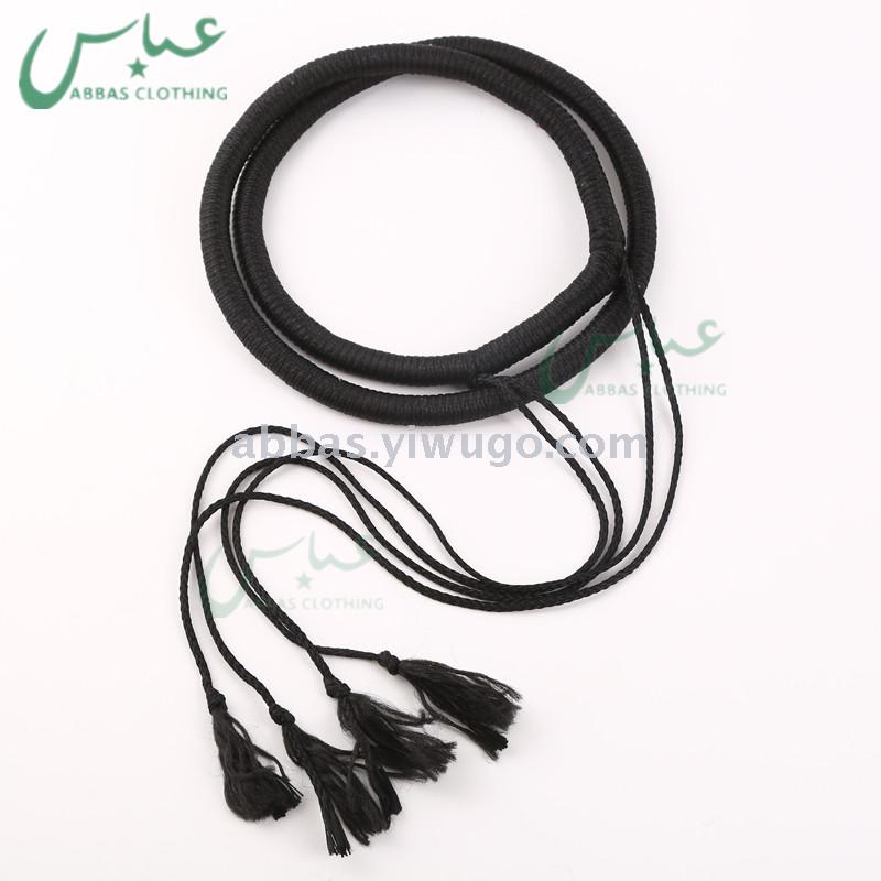Muslim fringed turban headband pure black Arabian headband customizable thumbnail