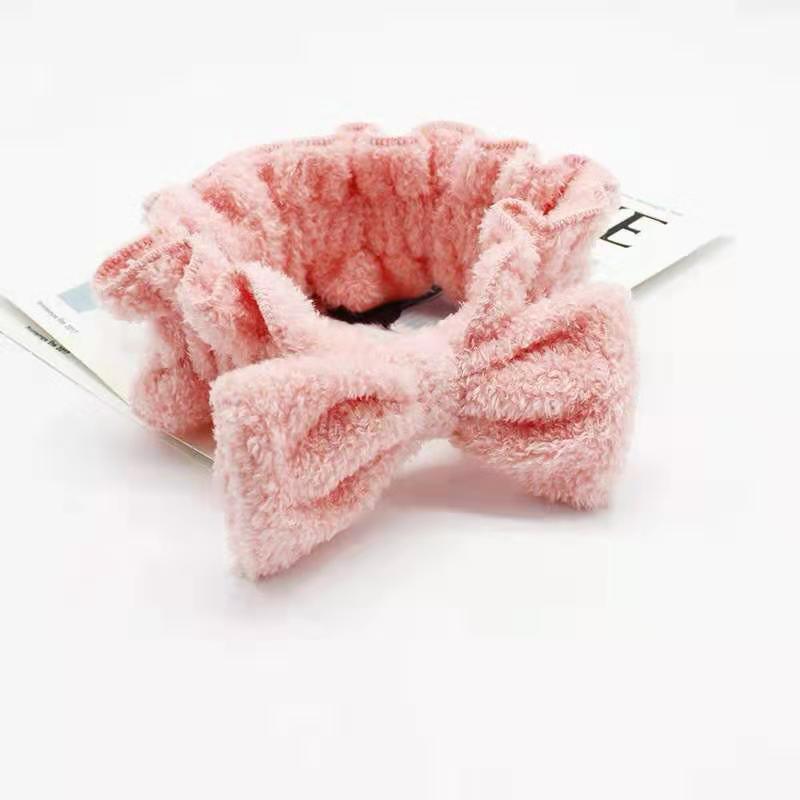 Net red cute face wash headband super fairy Korean plush lace wide edge month bow headband simple Specification drawing
