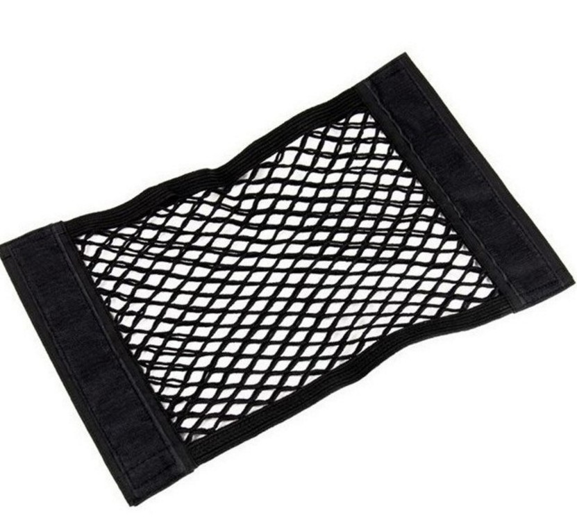 汽车魔术贴双层网兜后备箱收纳储物袋车内置物袋车载灭火器固定网