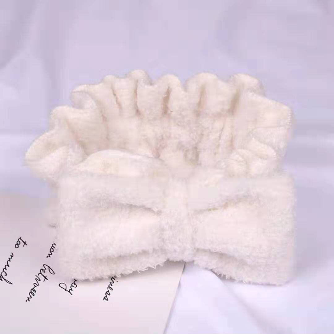 Net red cute face wash headband super fairy Korean plush lace wide edge month bow headband simple Application Scenario