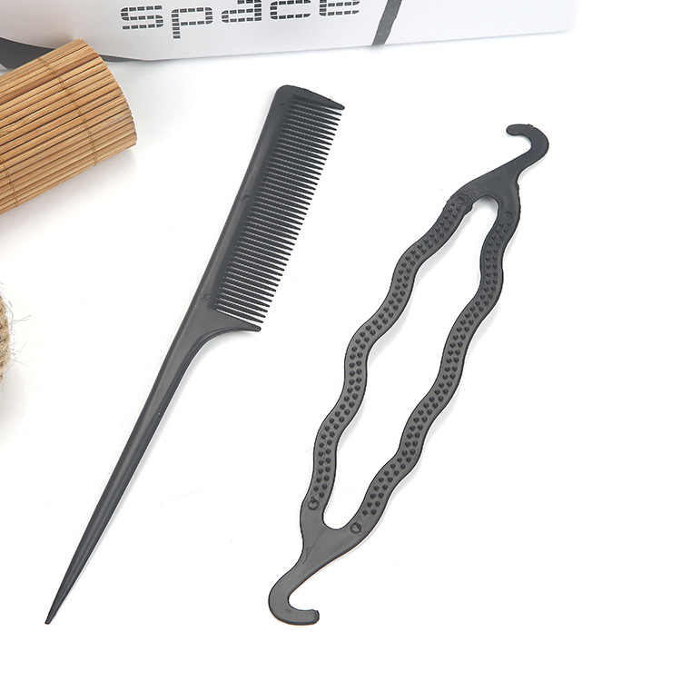 Korean version of double hook disc hair puller hair pin hair rod tip tail comb set new French hair tools Specification drawing