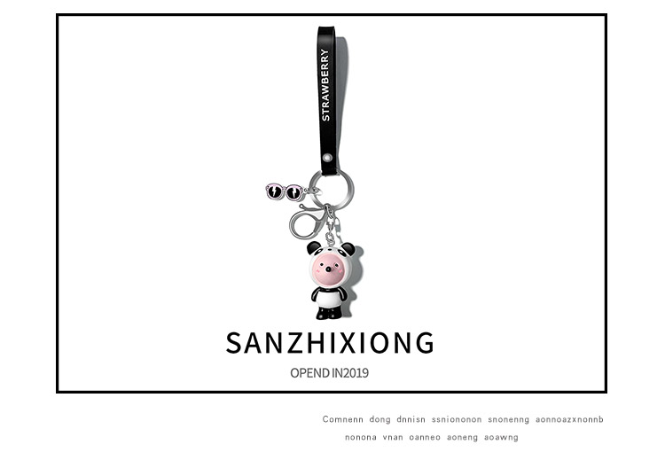 Cute cartoon mouse car keychain, couple car key chain, ring, small car lock, pendant, bag, hanging decoration, gift Specification image