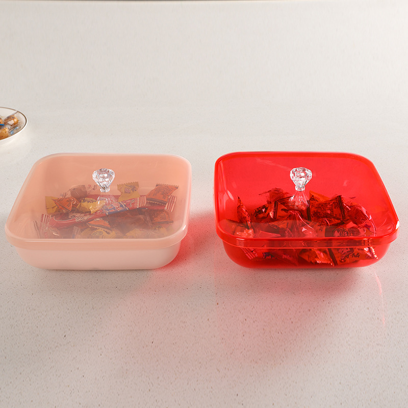 Court style square creative covered draining fruit plate, snack plastic plate, outdoor living room storage, candy box wholesale Specification image