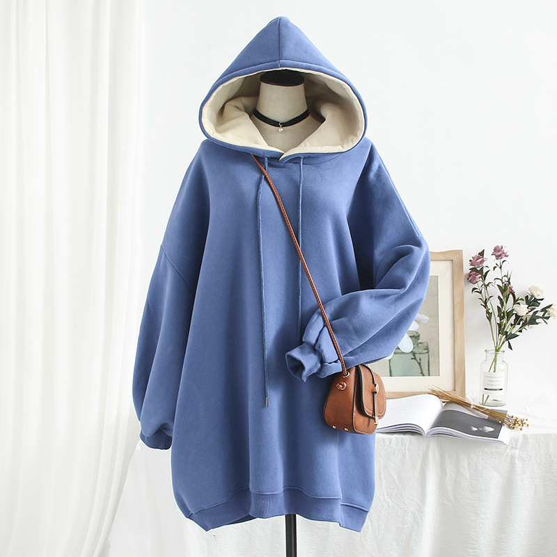 #【 Real Shot 】 A plus-size, chubby girl's Korean style, laid-back pullover, pure cotton and fleece hoodie in autumn and winter Application Scenario