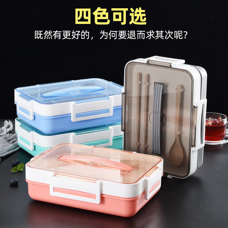 Large-capacity compartments lunch box, student three-compartment plastic lunch box, adult bento box, microwave-safe fast food box Application Scenario