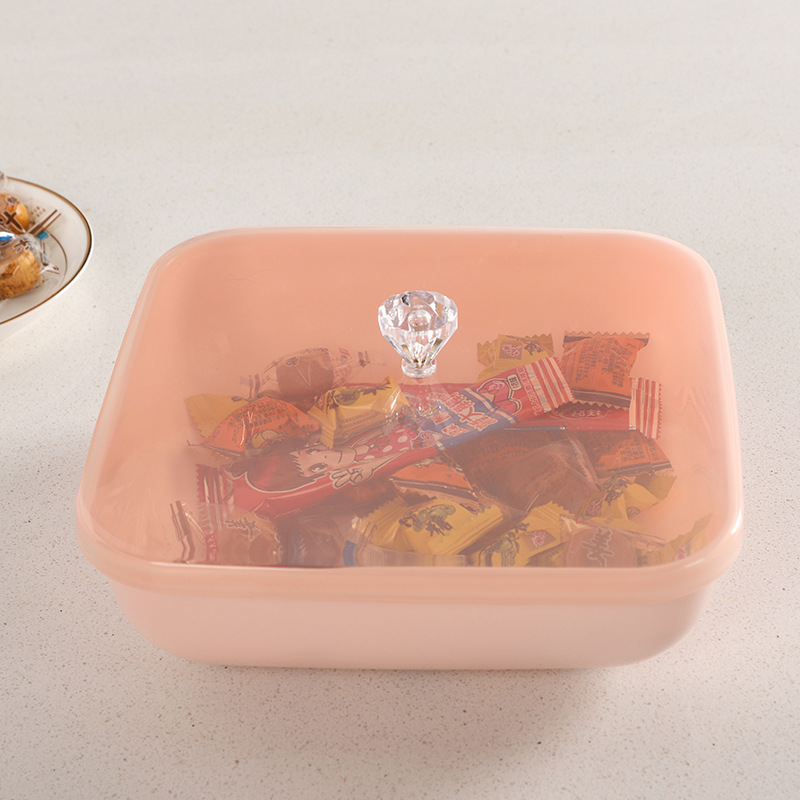 Court style square creative covered draining fruit plate, snack plastic plate, outdoor living room storage, candy box wholesale
