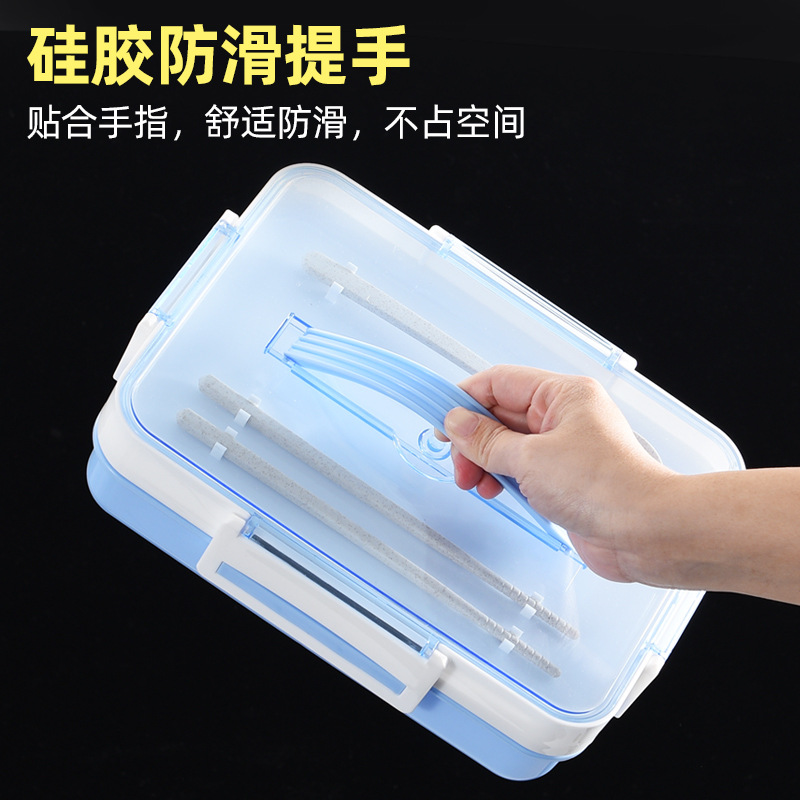 Large-capacity compartments lunch box, student three-compartment plastic lunch box, adult bento box, microwave-safe fast food box Specification image