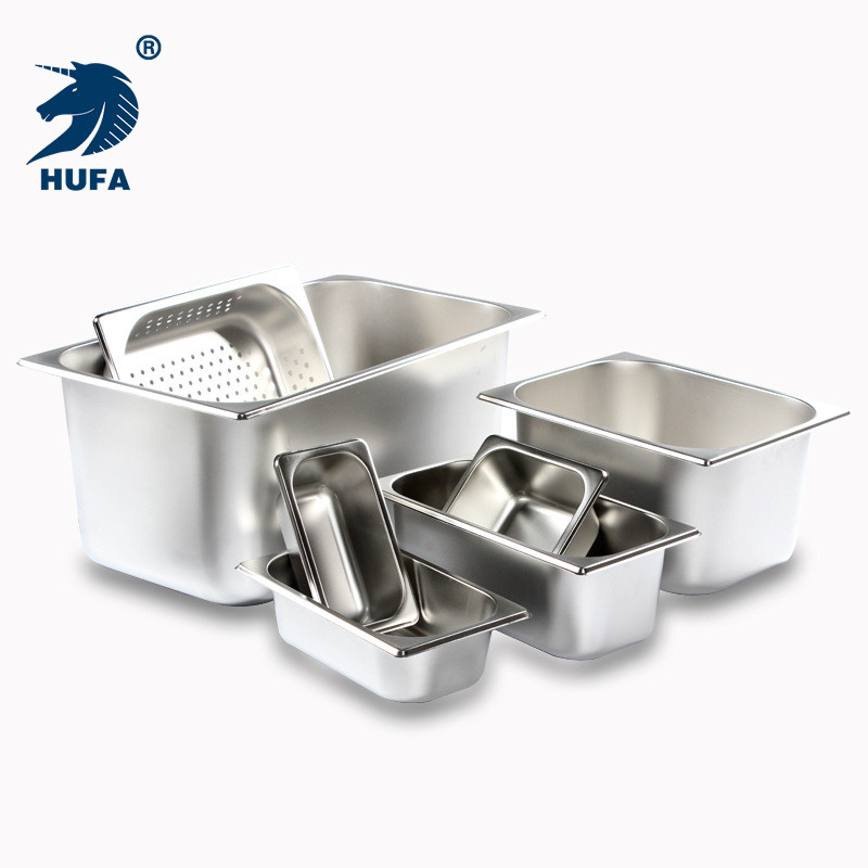 The 6.5-centimeter food storage container is of good quality. 1/9 Gn flat pan food pot, stainless steel food container Item Picture